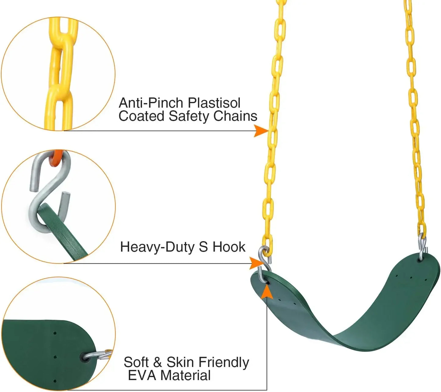 High Back Full Bucket Swing, Heavy Duty Swing Seat, Combo Pack, Tree Straps Included