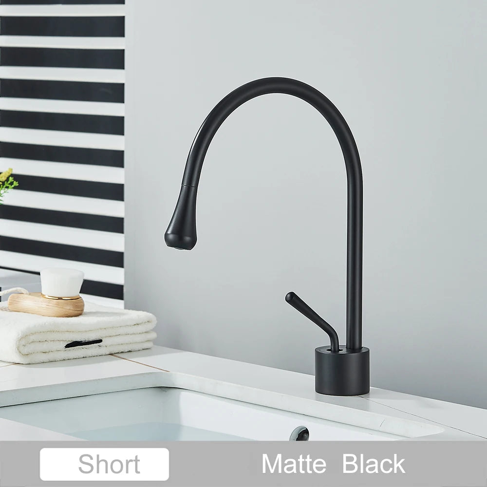 Black Brass Art Faucet, Hot Cold Tap, 360 Swivel ,Waterfall