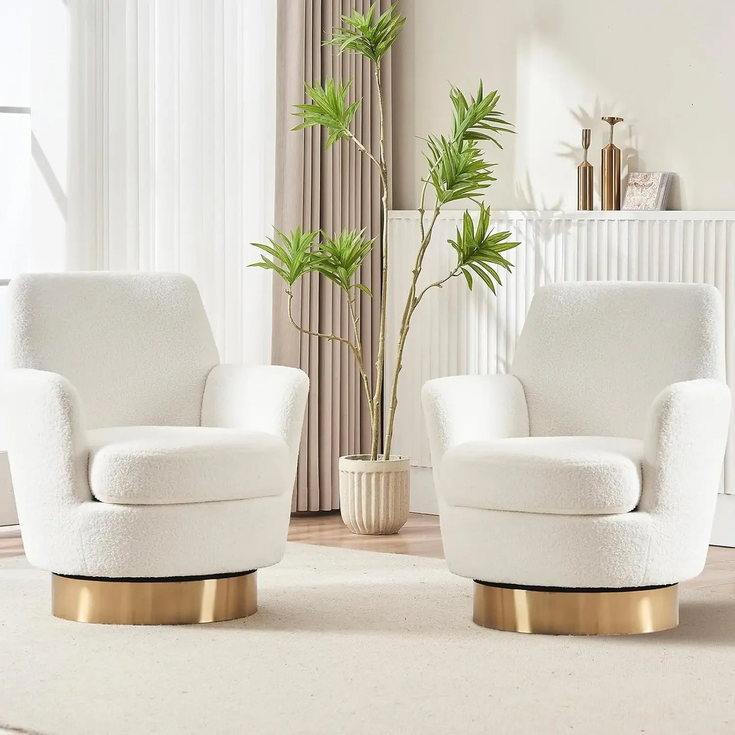 Bucket Chair, Swivel, Set of 2, Velvet, Round, 7 Colors