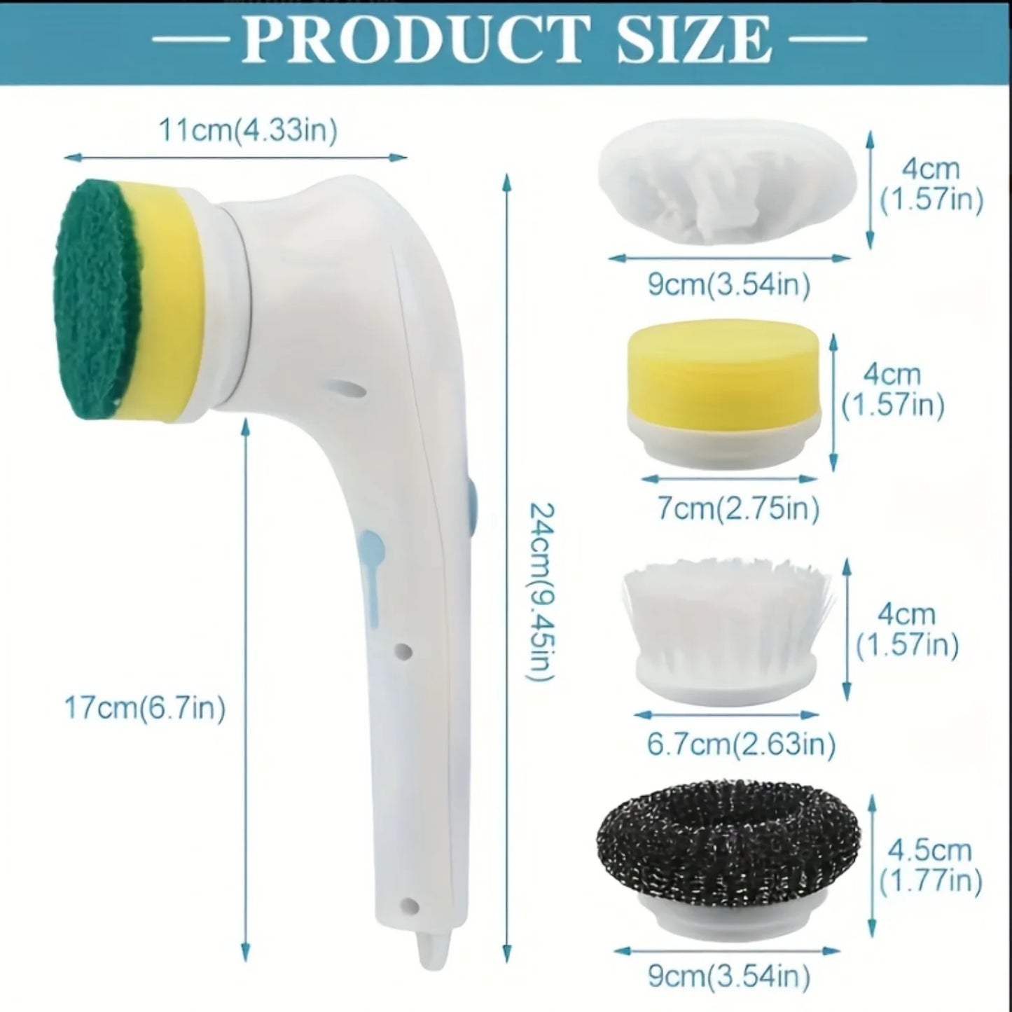 5-in-1 Cleaning Power Scrub Brush, Rechargeable