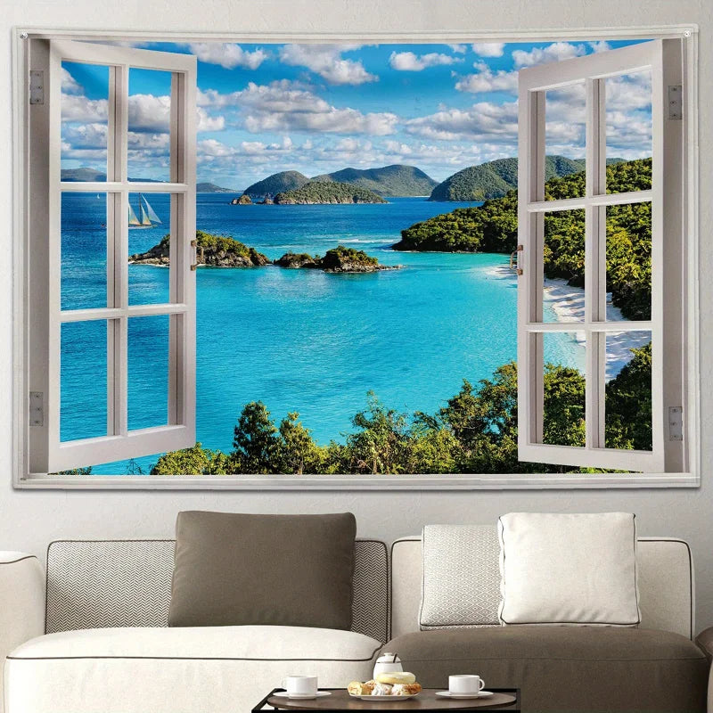 , Blue Ocean Wall Tapestry, Decorative Wall Art, 5 Sizes