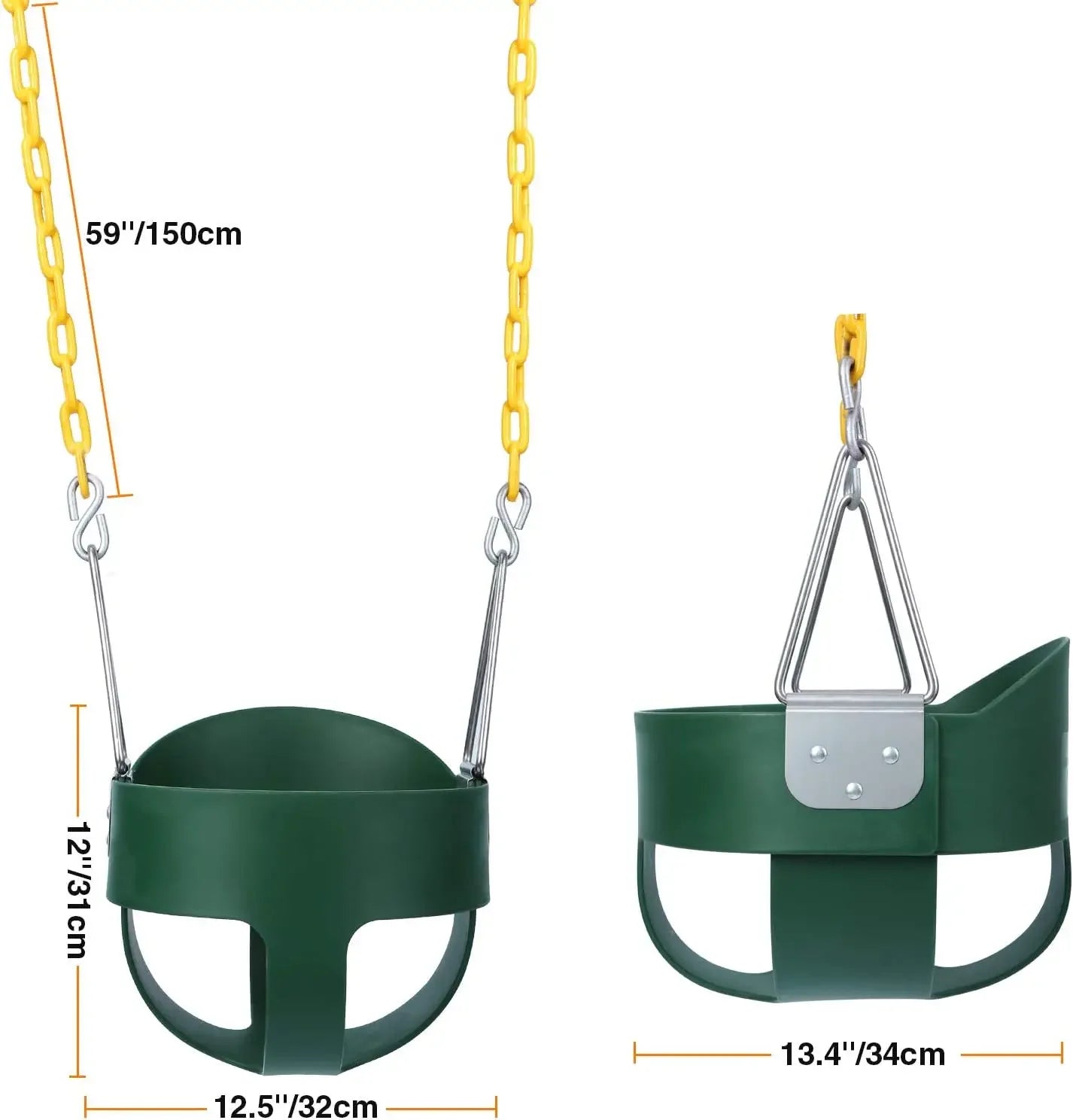 High Back Full Bucket Swing, Heavy Duty Swing Seat, Combo Pack, Tree Straps Included