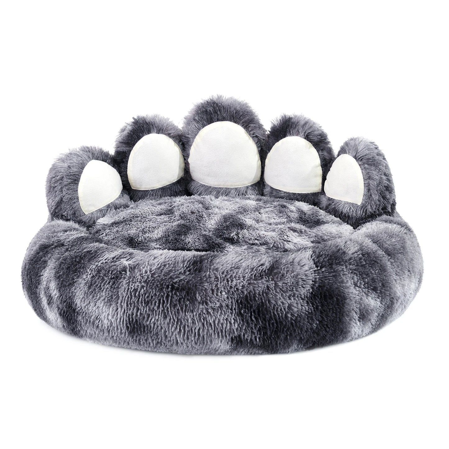 Comfy Pet Dog Or Cat Bed, Paw Shape, Warm, Brown Or Grey, 4 Sizes