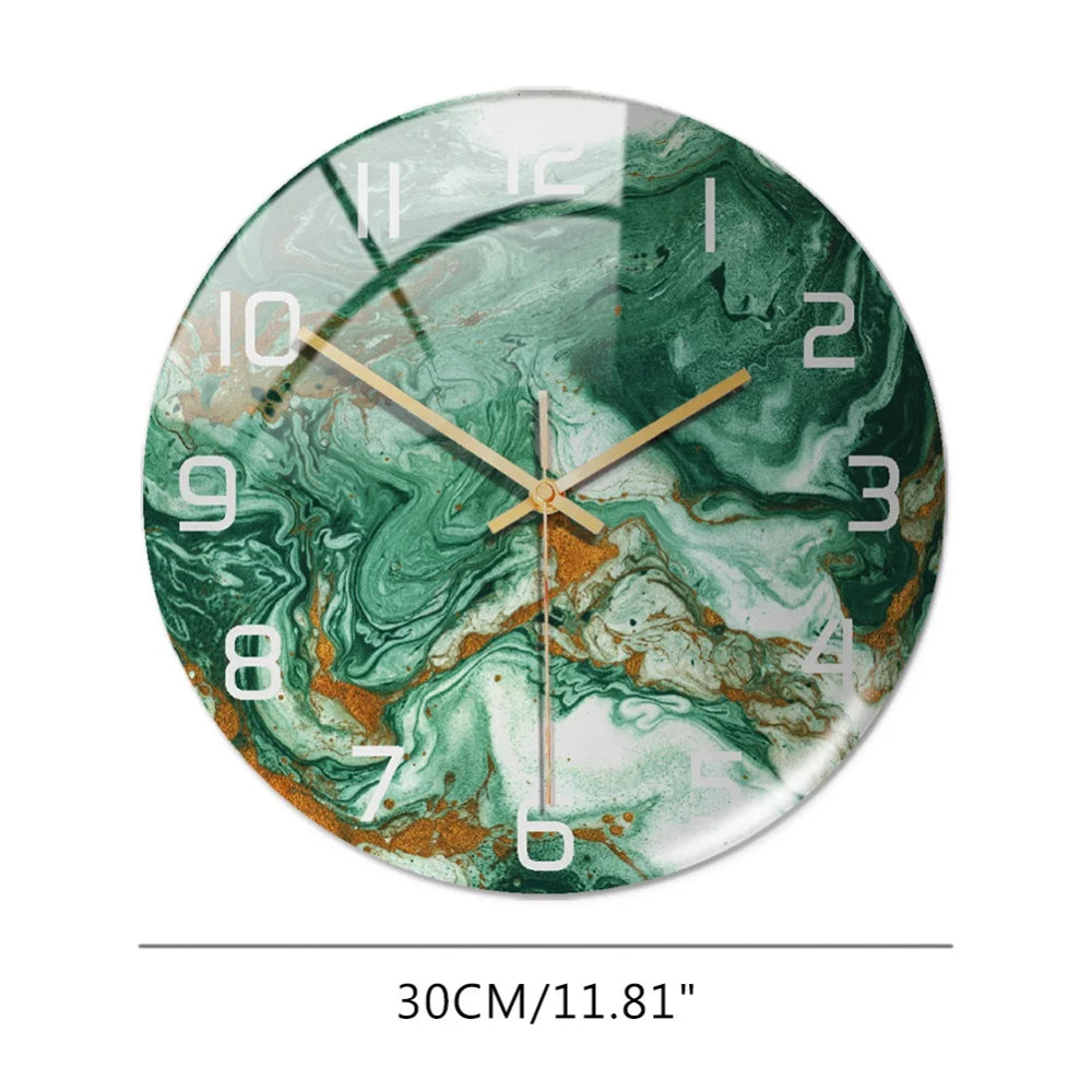 3D Acrylic Marble Pattern Wall Adhesive Clock, Silent Mechanism