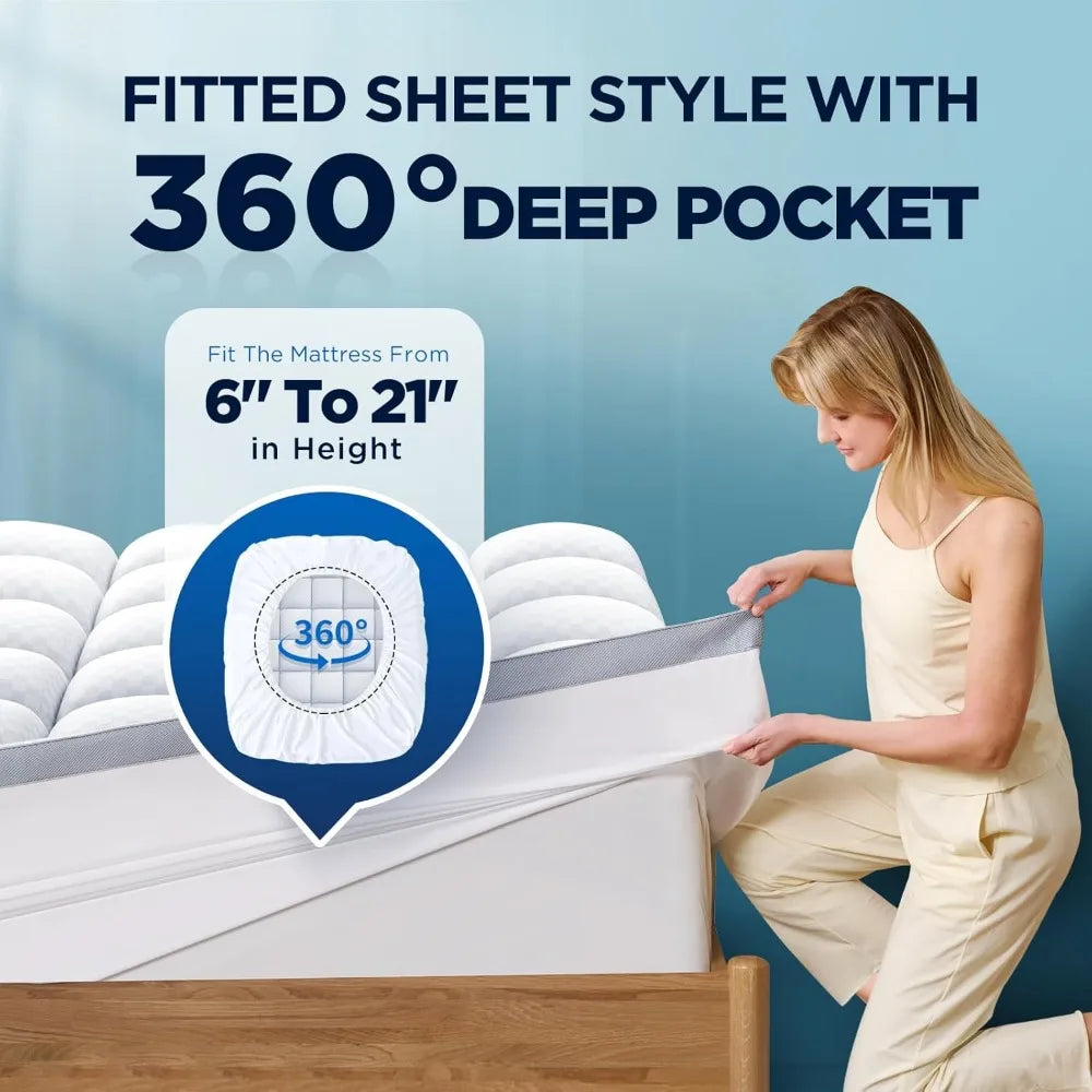 Memory Foam Mattress Topper, Queen, 2" Plush Pillow Top