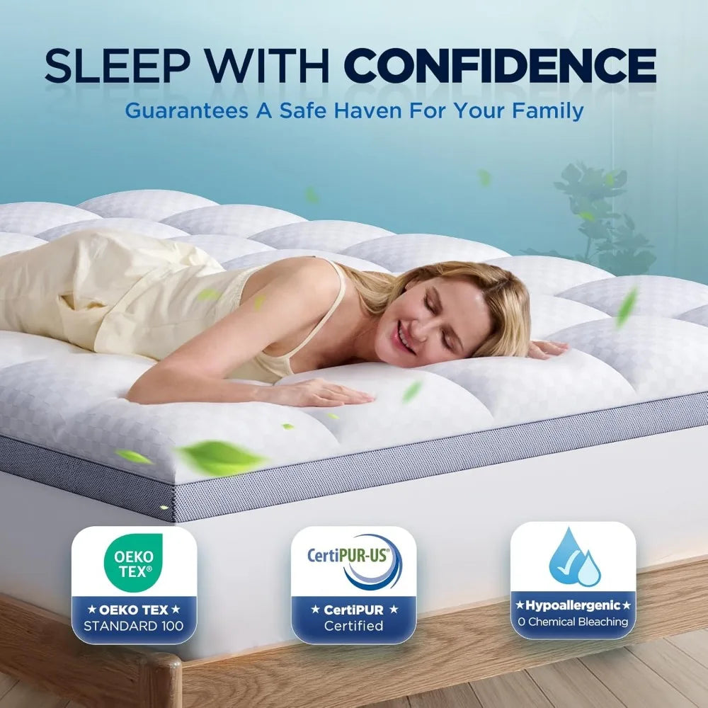 Memory Foam Mattress Topper, Queen, 2" Plush Pillow Top