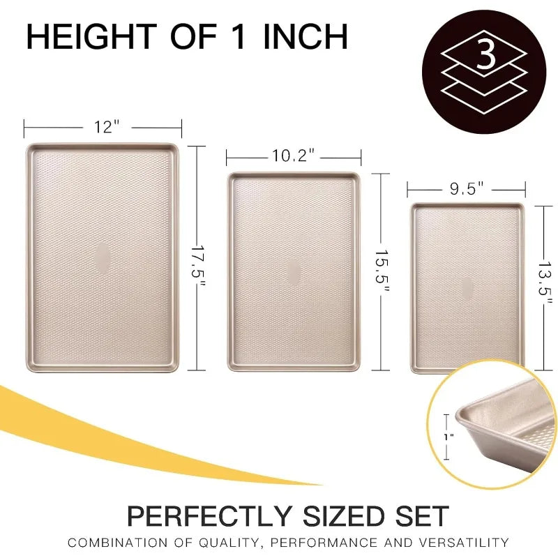 Cookie Sheets, Nonstick, Diamond Texture Pattern, Heavy Duty Cookie Tray