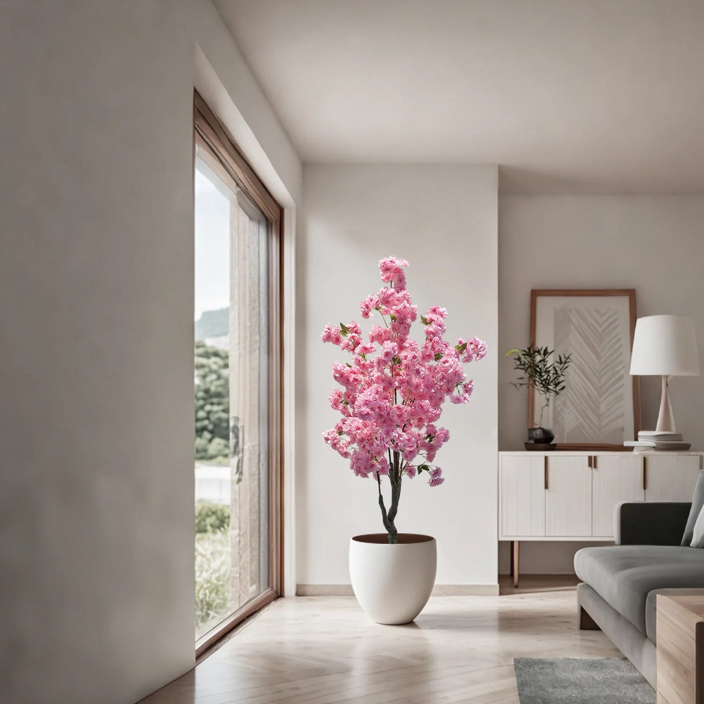 Artificial Cherry Blossom Tree 150cm Tall Decorative Faux Cherry Blossom Tree In Pot, For Home Indoor Corner Decor
