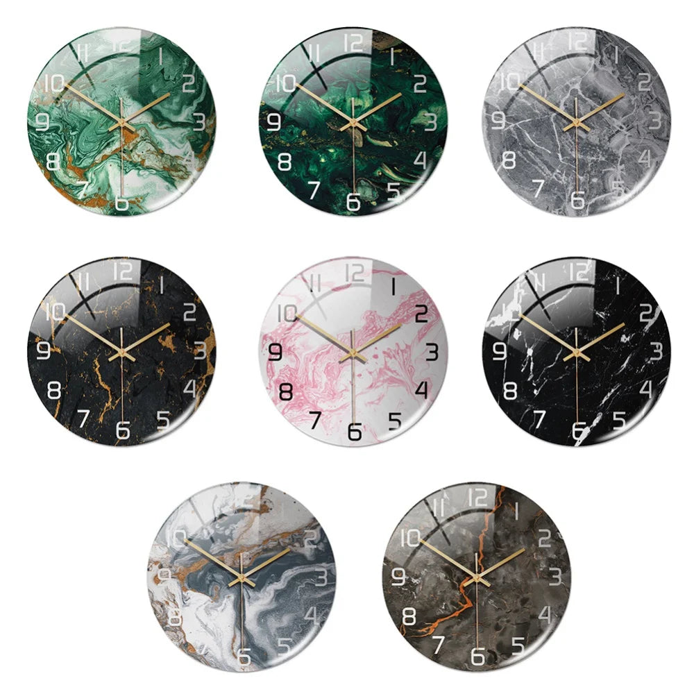 3D Acrylic Marble Pattern Wall Adhesive Clock, Silent Mechanism