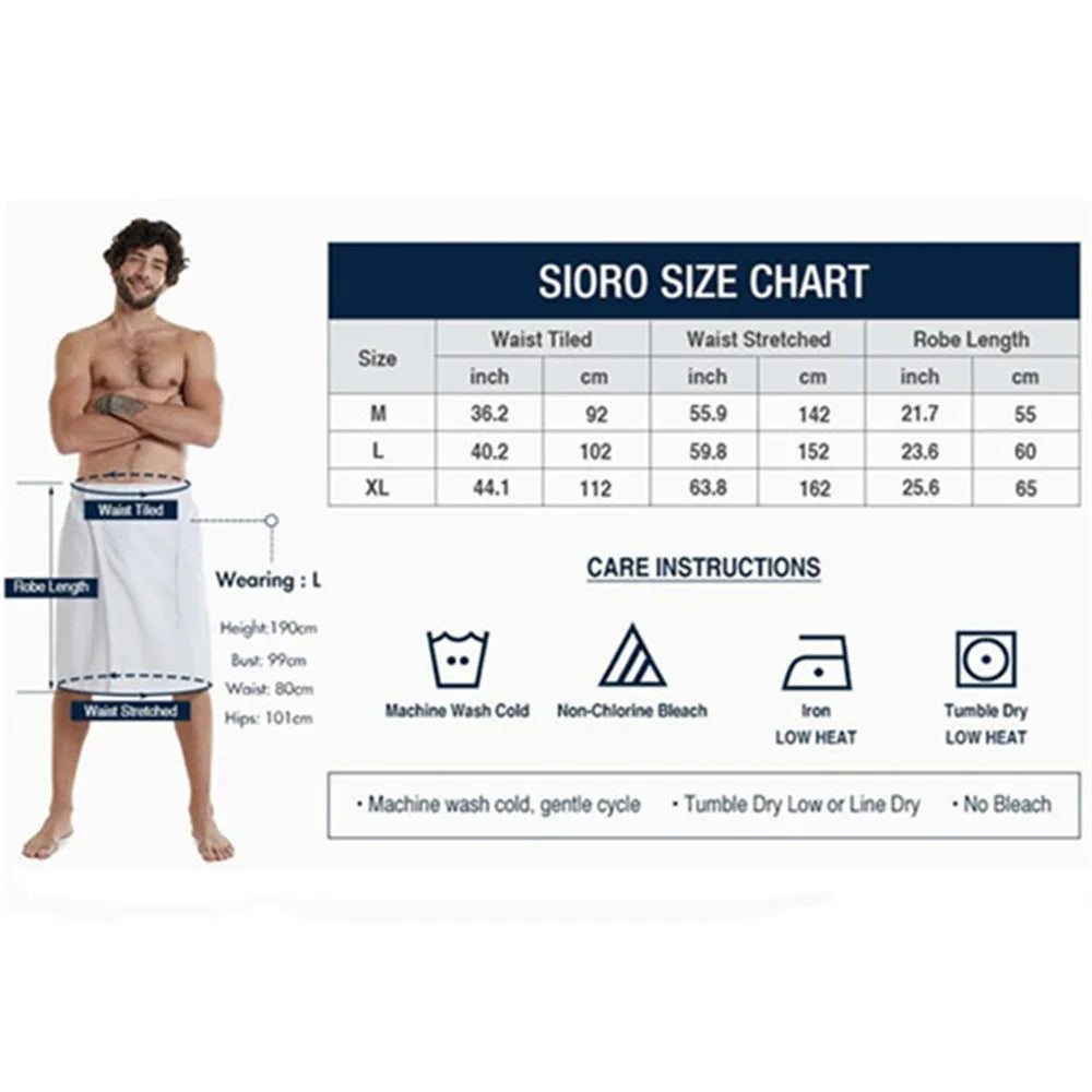 Men Wearable Bath Towel, Pocket, Soft, Shower Wrap, 5 Colors