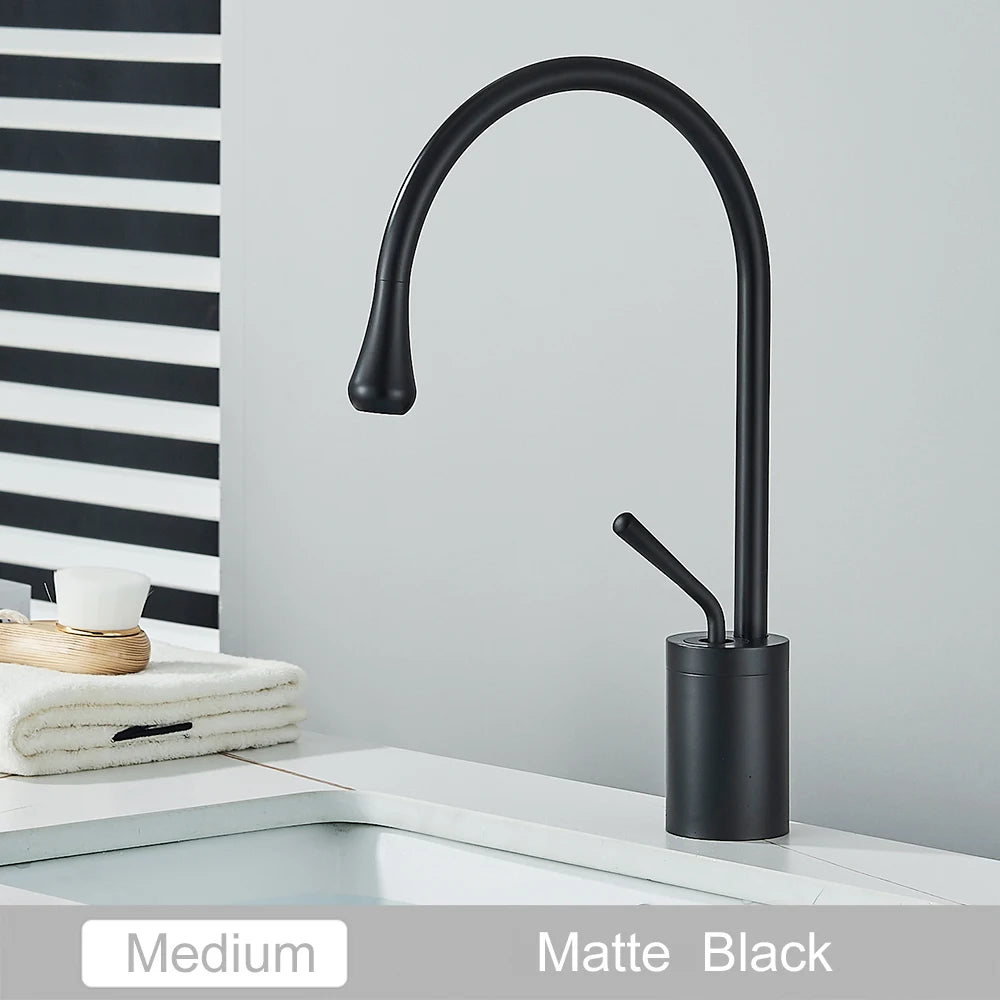 Black Brass Art Faucet, Hot Cold Tap, 360 Swivel ,Waterfall