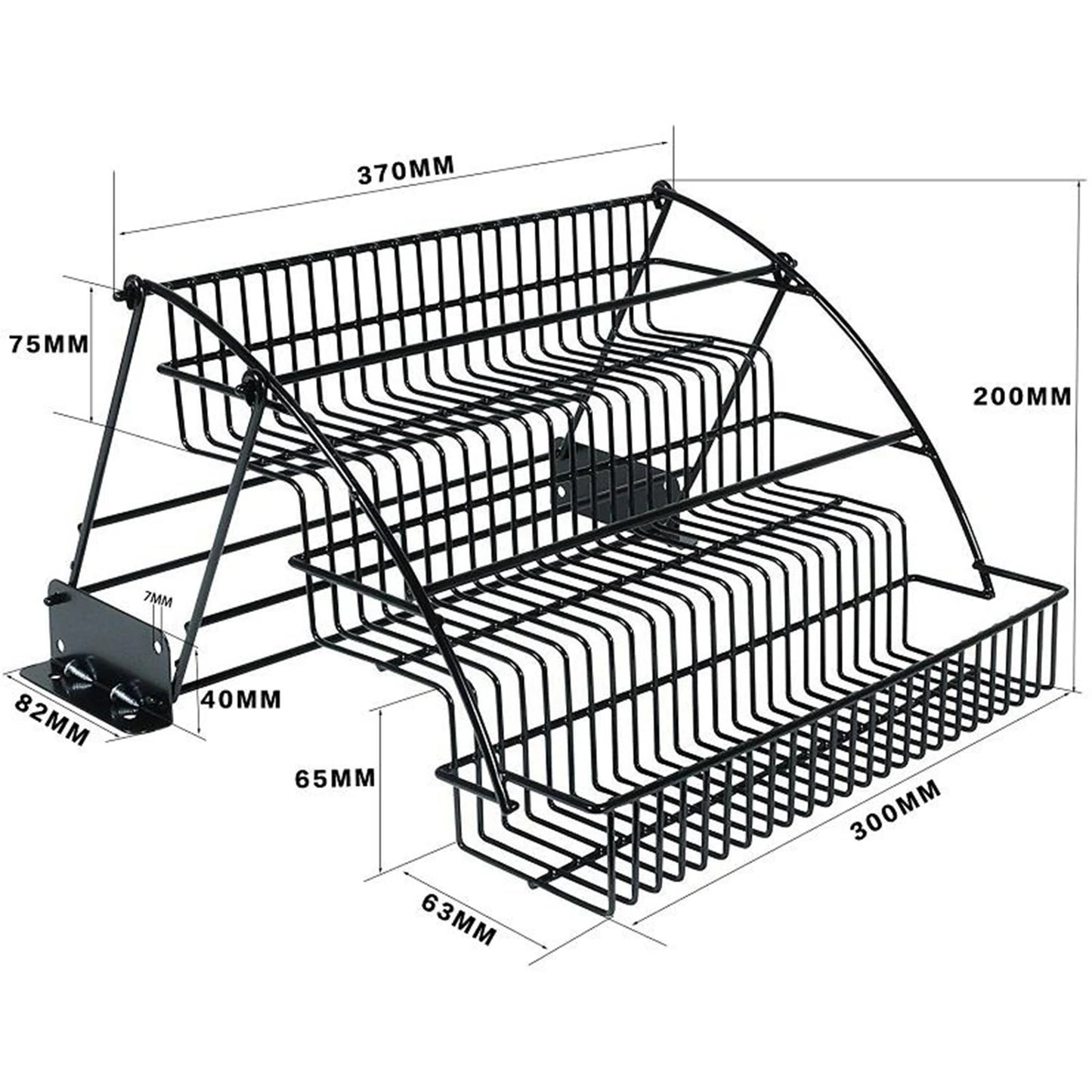 3 Floor Black Spice Organizer, Retractable