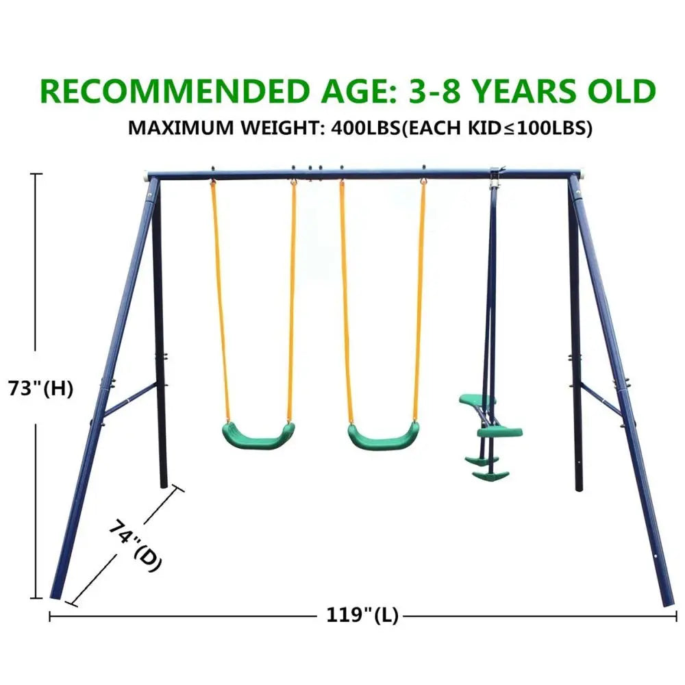 Metal Swing Set, Glider, Round Swing