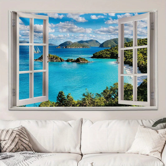 , Blue Ocean Wall Tapestry, Decorative Wall Art, 5 Sizes