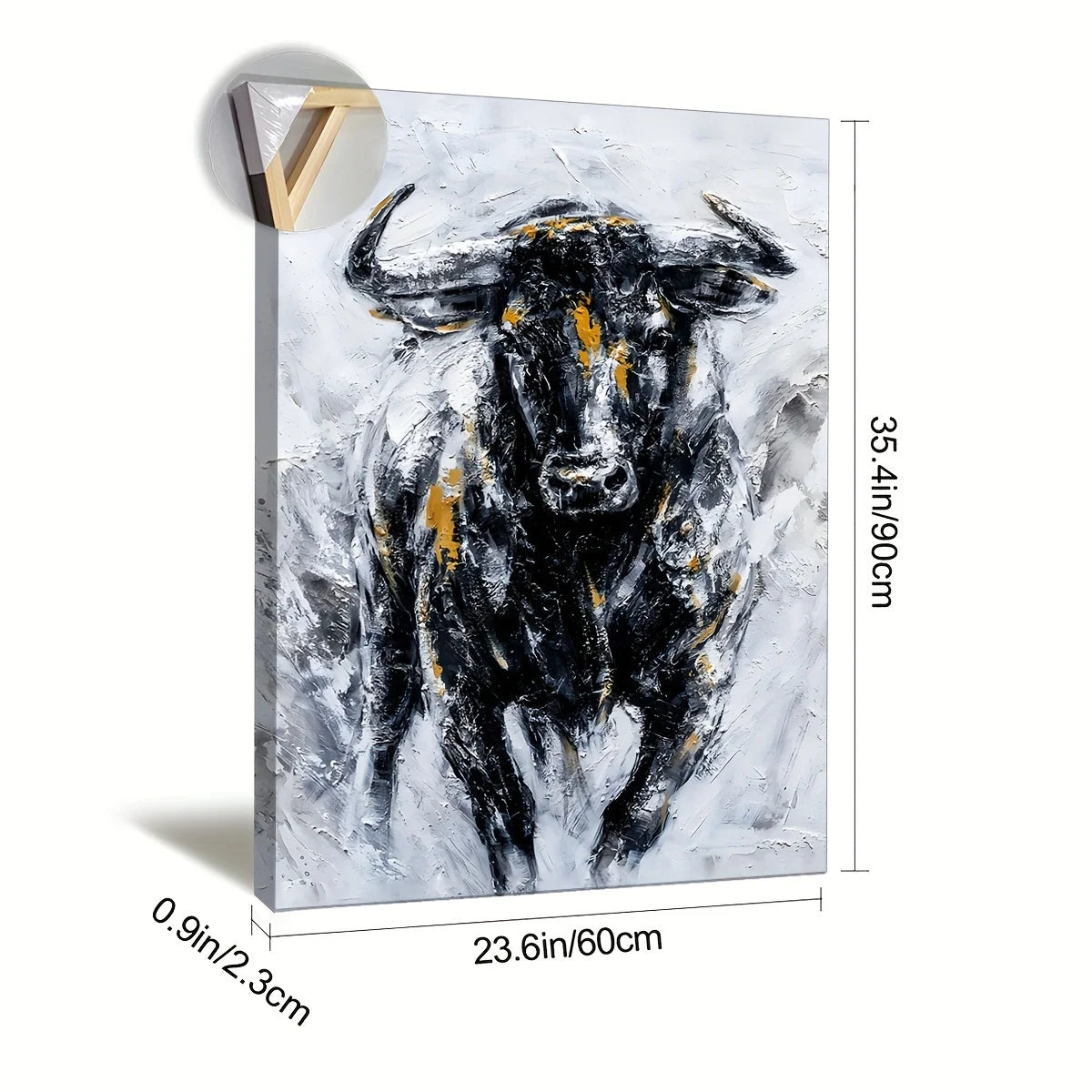 Abstract Cow Wall Art, Wooden Frame, Wall Art Deco