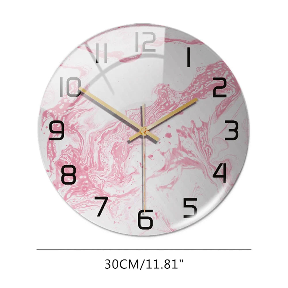 3D Acrylic Marble Pattern Wall Adhesive Clock, Silent Mechanism