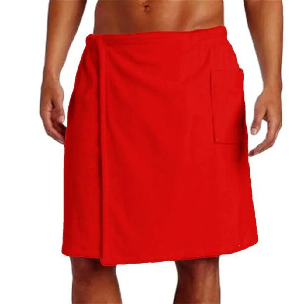 Men Wearable Bath Towel, Pocket, Soft, Shower Wrap, 5 Colors