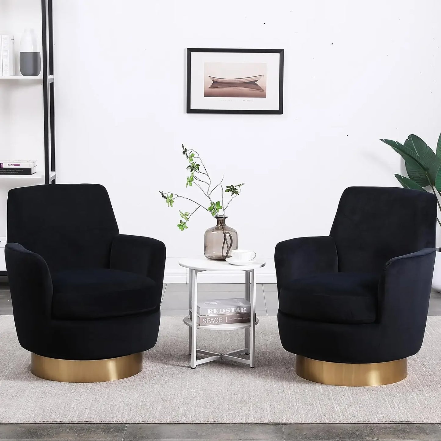Bucket Chair, Swivel, Set of 2, Velvet, Round, 7 Colors