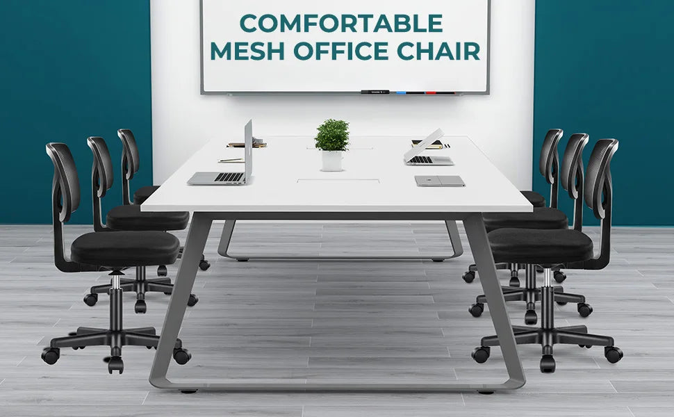 Armless Office Chair, Lumbar Support, Adjustable Height, Swivel