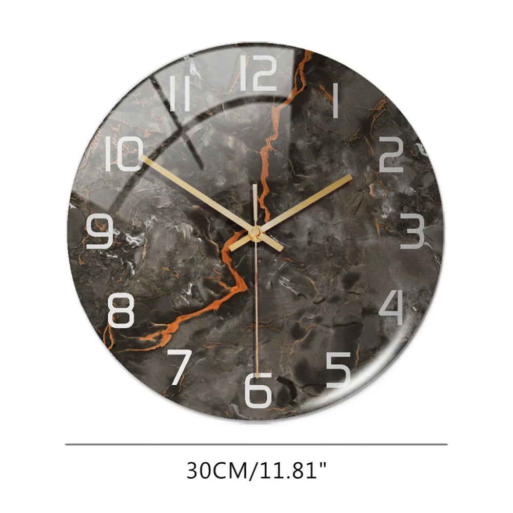 3D Acrylic Marble Pattern Wall Adhesive Clock, Silent Mechanism