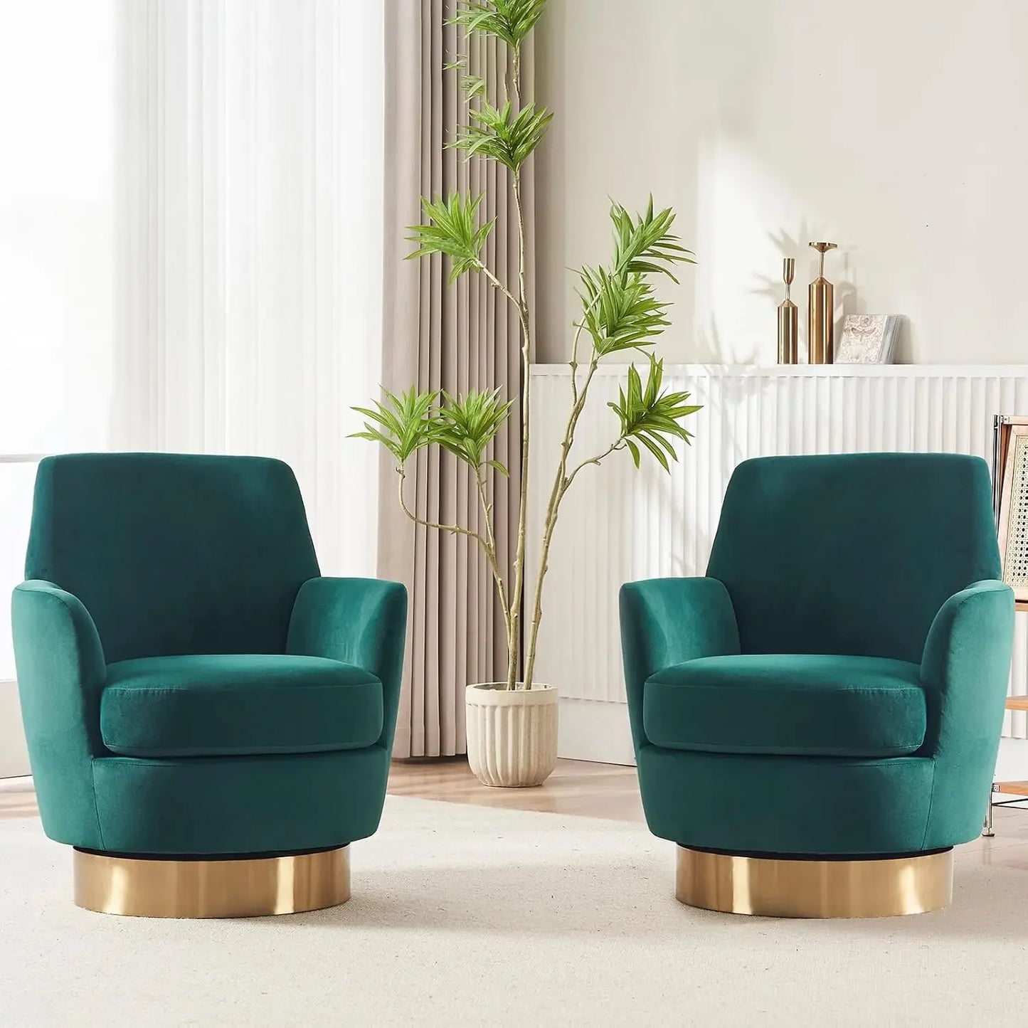 Bucket Chair, Swivel, Set of 2, Velvet, Round, 7 Colors