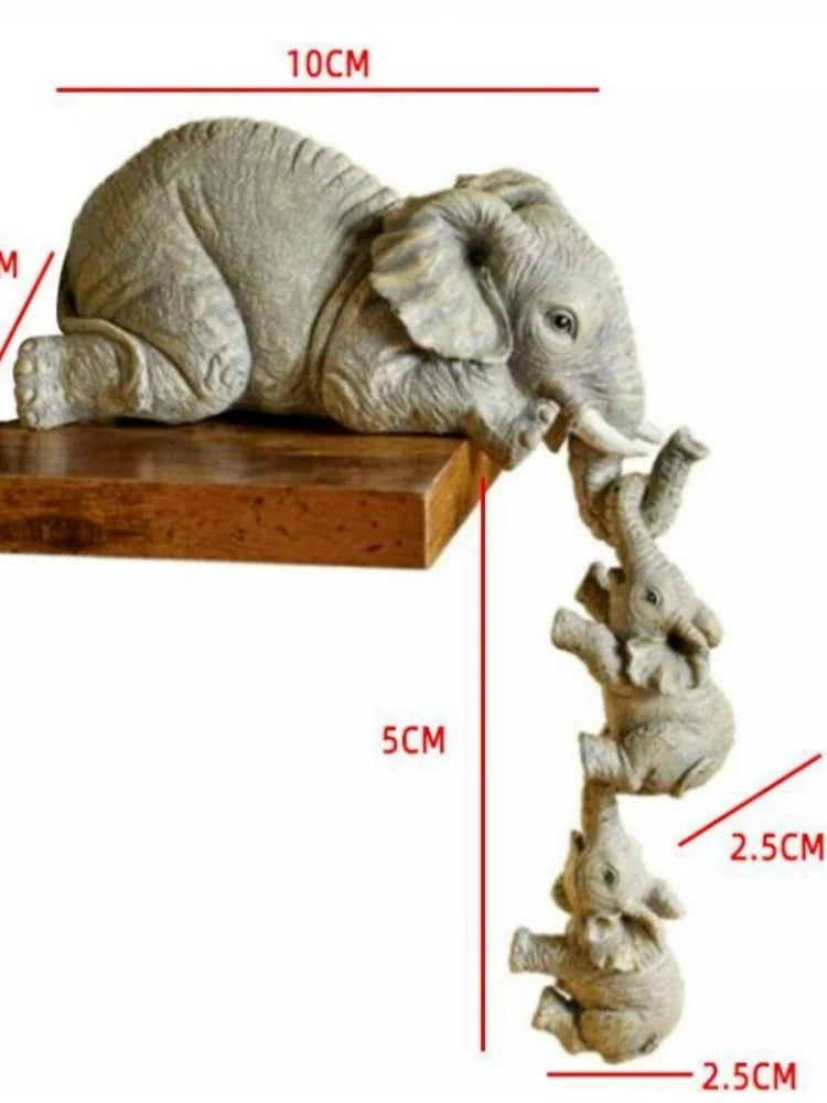 3pcs/set Elephant Figurines, Elephant Holding Baby Elephant