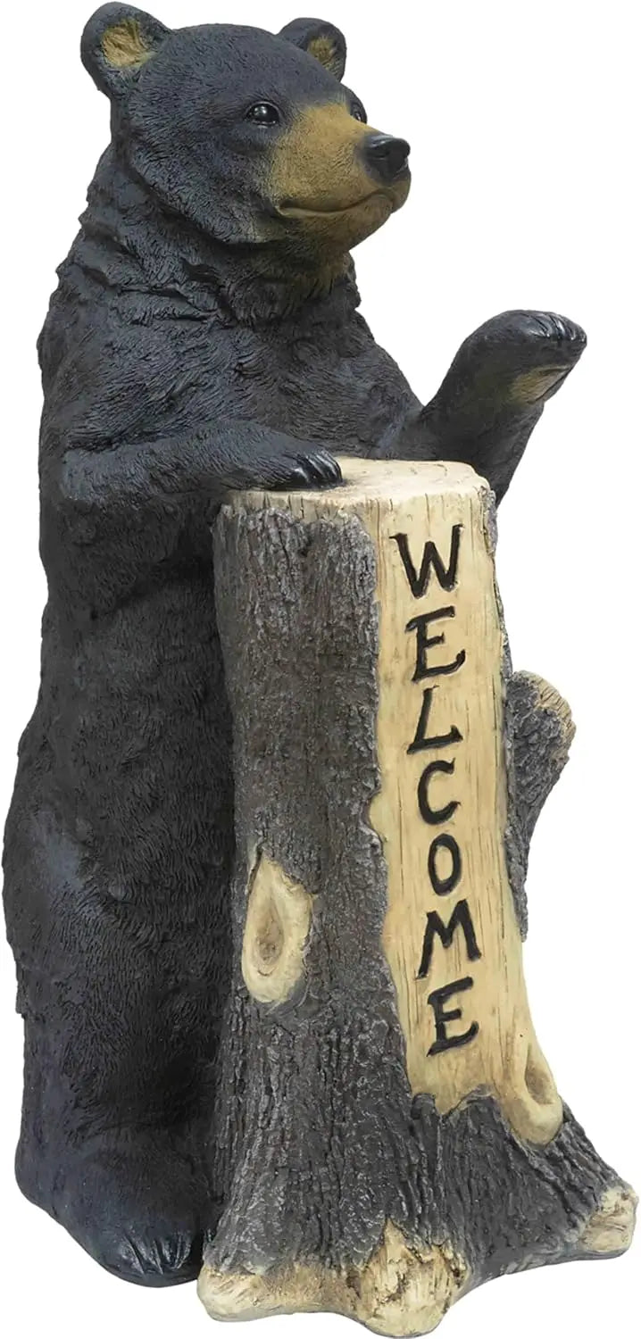 Standing Black Bear, Welcome Tree Trunk, Rustic