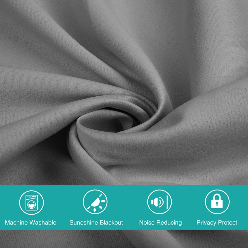 34" W x 108" L Blackout Curtains, Grommet Top, Noise Reducing, Gray (1 Panel)