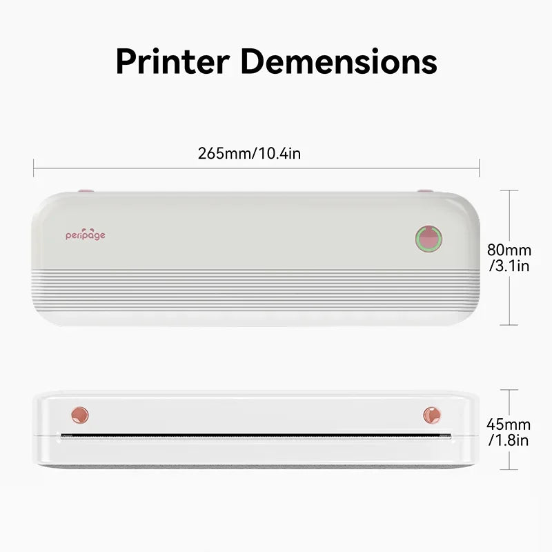 Portable Thermal Printer, Wireless, Inkless, Mobile Printer, IOS & Android