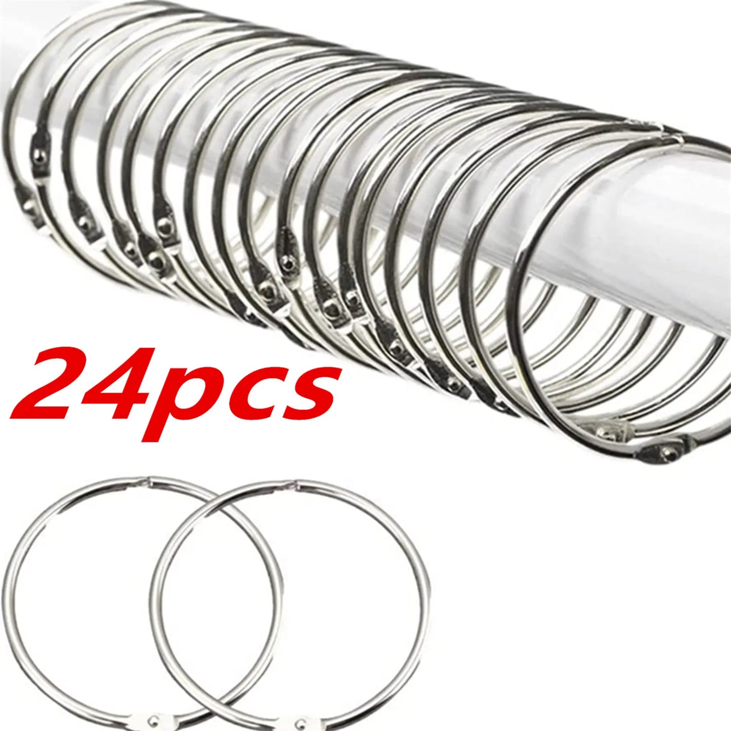 24 Pack Shower Curtain Rings, Rust Proof