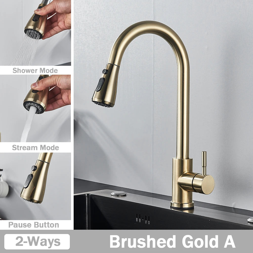 Kitchen Faucet, Flexible, Pull Out Nozzle