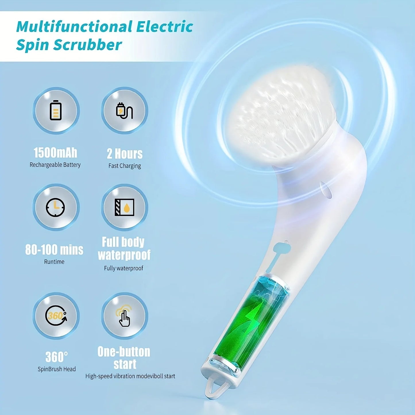 5-in-1 Cleaning Power Scrub Brush, Rechargeable
