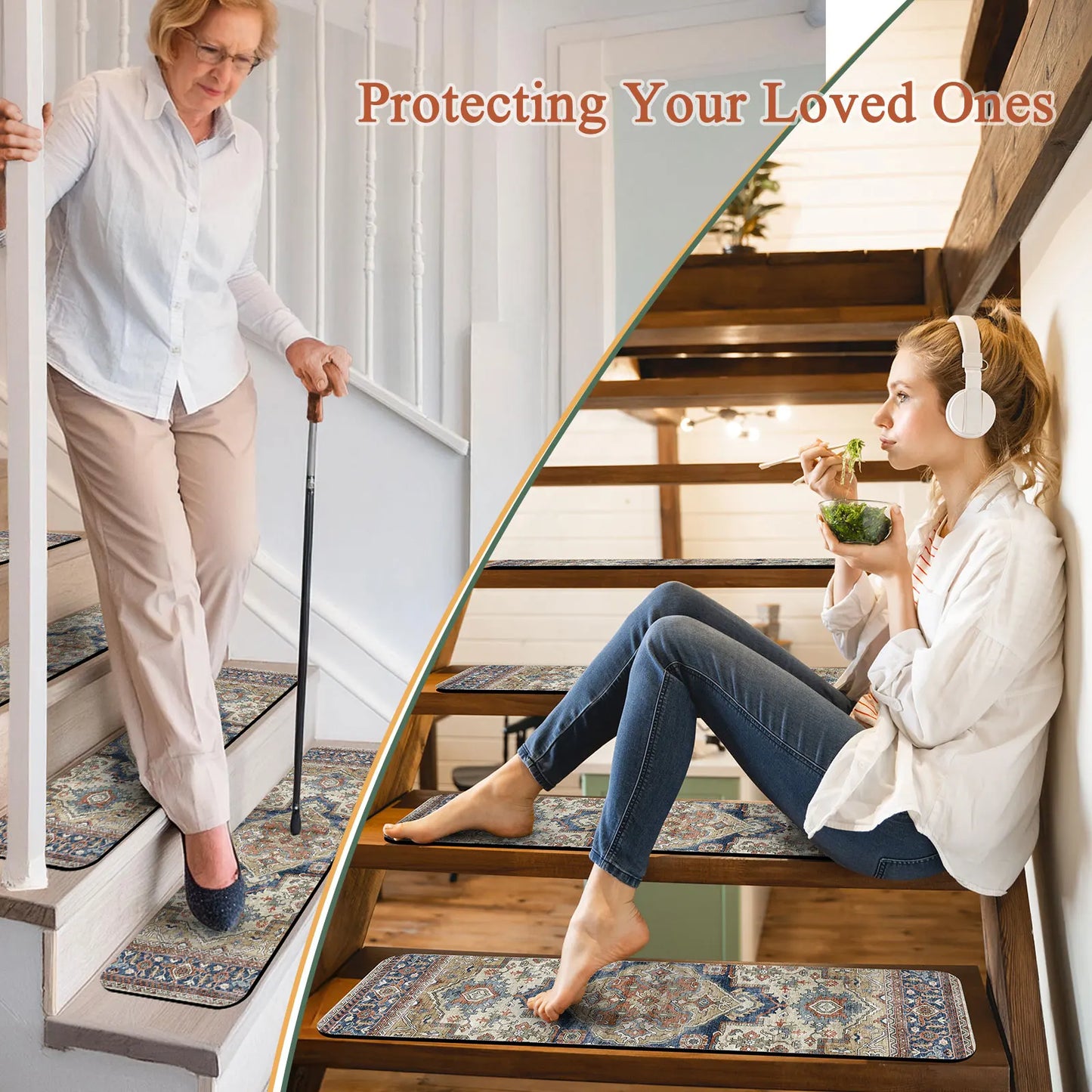 Non-Slip Stair Carpet, Indoor, Soft, Resistant Rubber