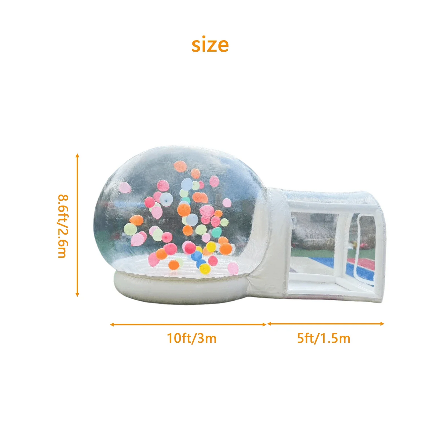 10FT Balloon Jumping Inflatable Bubble House, Trampoline, Transparent Dome, PVC Material
