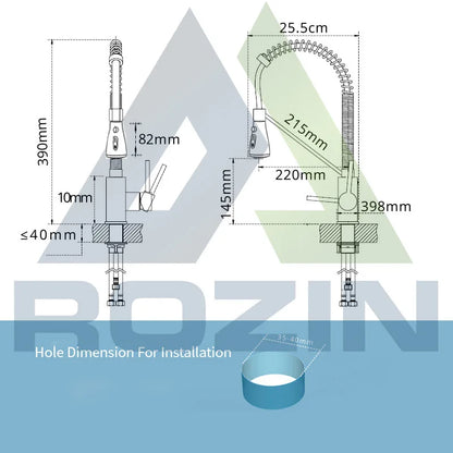 Kitchen Faucet, Deck Mounted, Rotation Stream Sprayer