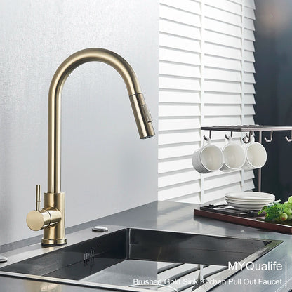 Kitchen Faucet, Two Function Single Handle, Pull Out, Deck Mounted