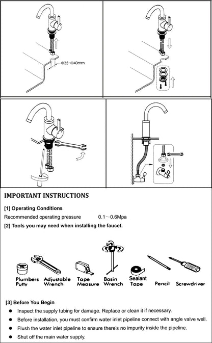 Kitchen Faucet, Deck Mounted, Rotation Stream Sprayer