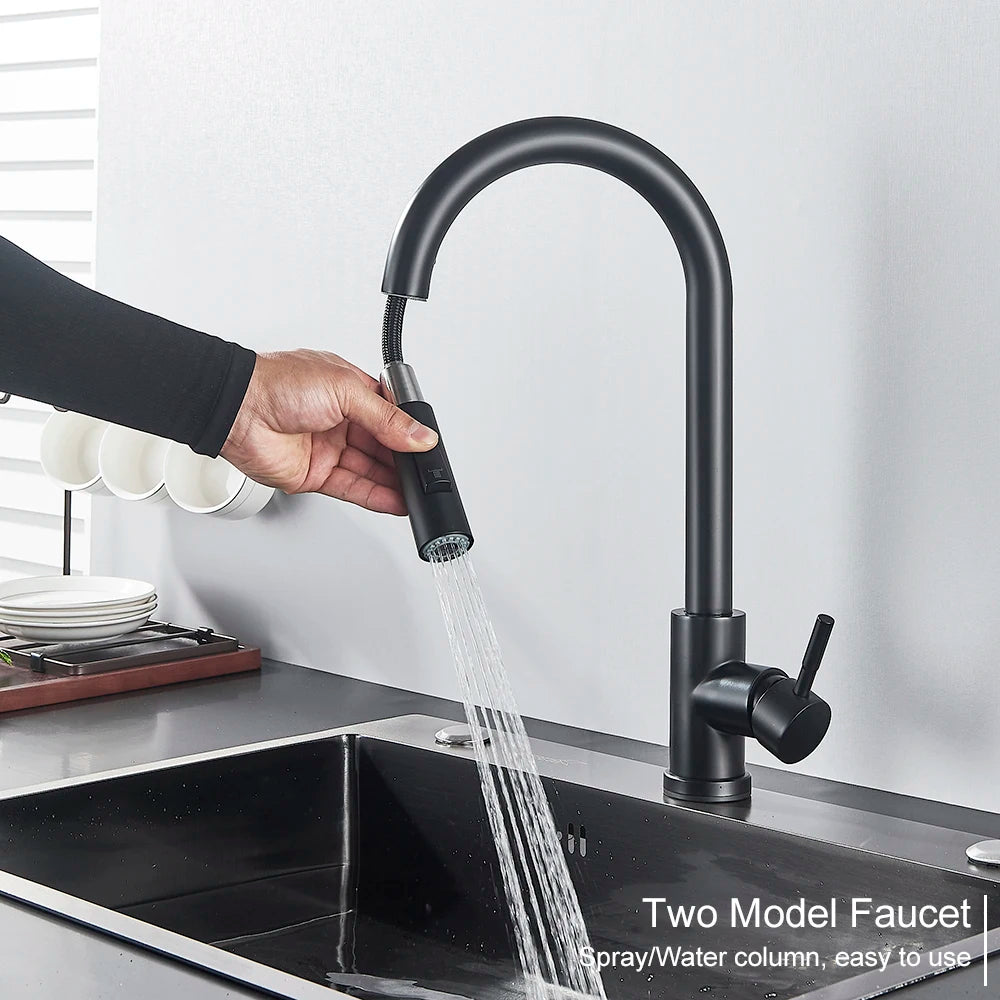 Kitchen Faucet, Two Function Single Handle, Pull Out, Deck Mounted
