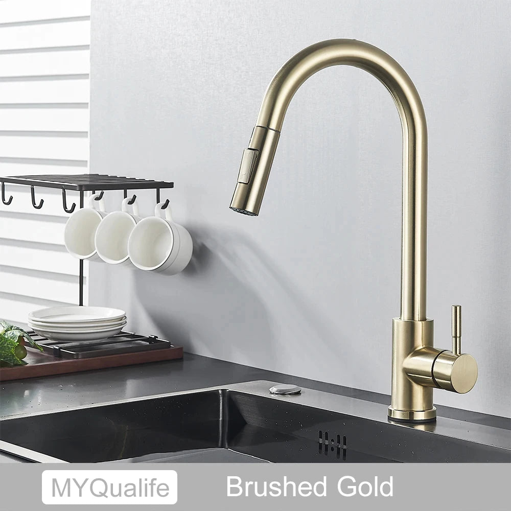 Kitchen Faucet, Two Function Single Handle, Pull Out, Deck Mounted