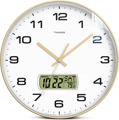 Wall Clock, 3 Sizes, 4 Colors, Fahrenheit Temperature, Battery Operated