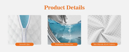 Standard Memory Foam Pillows, Ventilated, Cooling with Removable Washable Cover