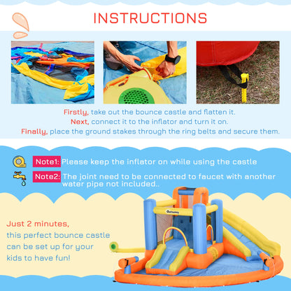 Inflatable Water Park, Trampoline, Slide, Outdoor, Sprinkler, Target Games, Water Gun, Blower