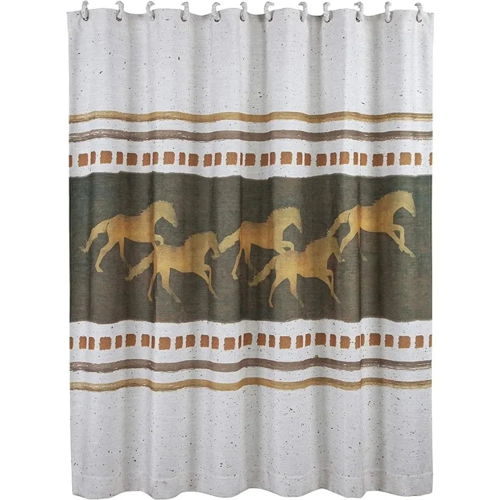 Running Remuda Horse Shower Curtain, 12 Hooks, 72"x72"