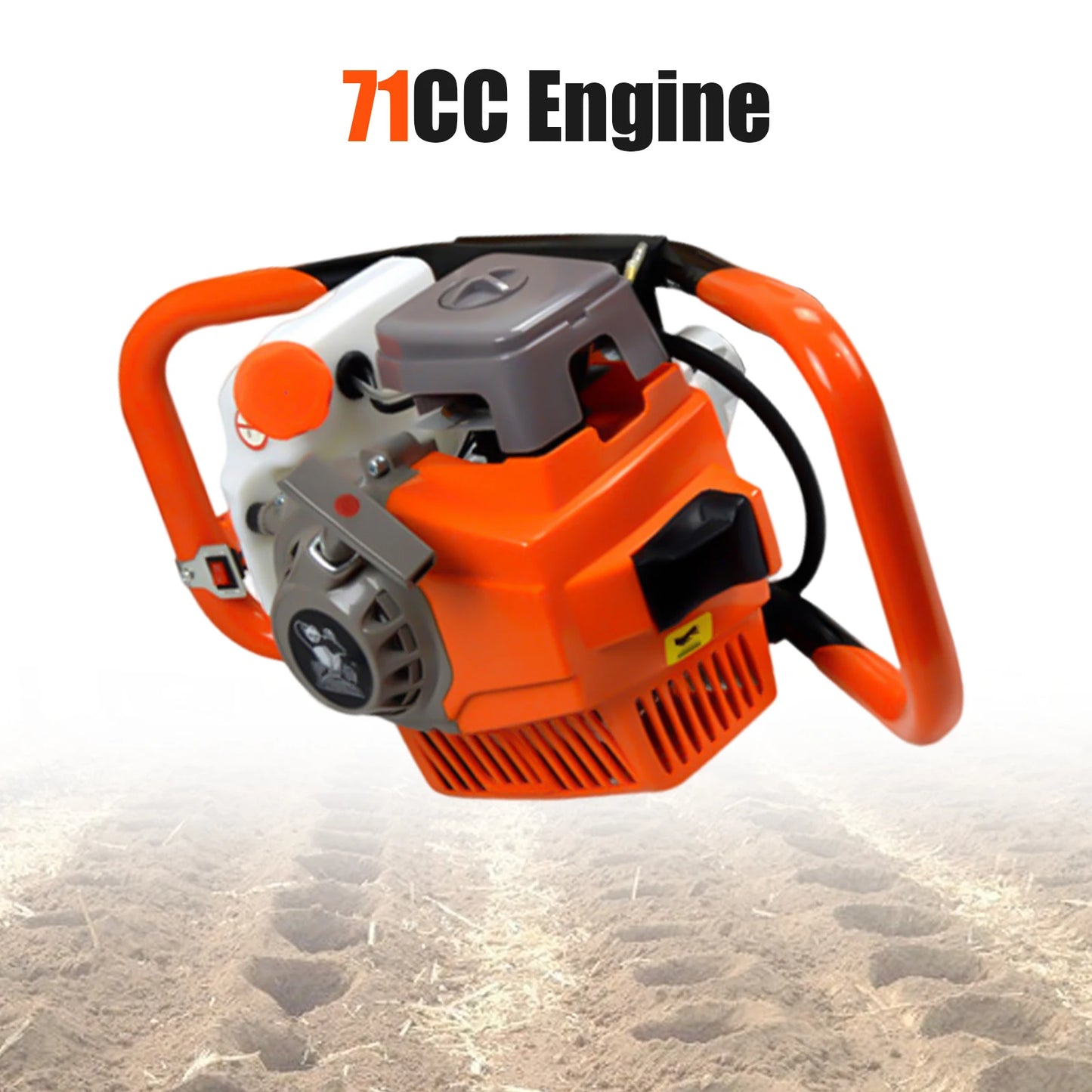 71CC Post Hole Digger, 2-Stroke, Gasoline, 2.3 kw, 0-300 rpm, Bits Not Included