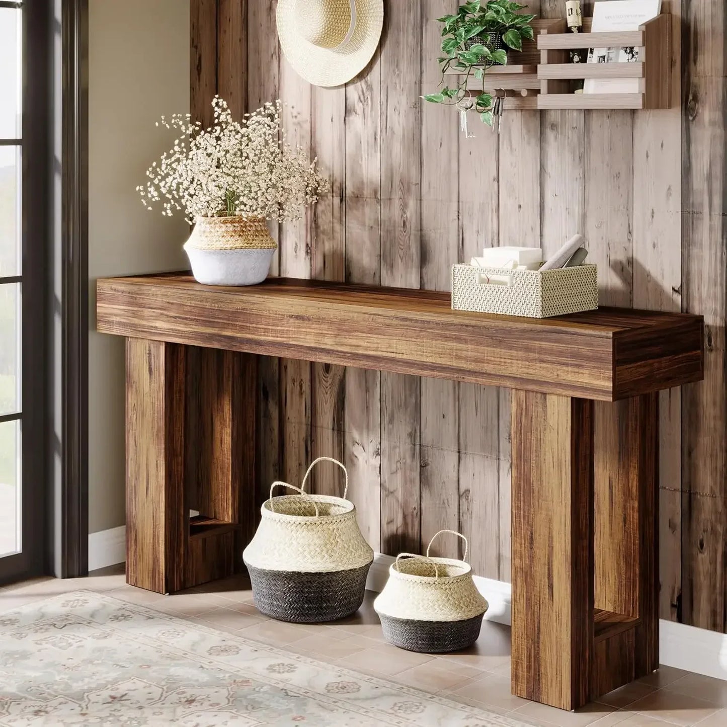 63" Entryway Table, Farmhouse, Narrow