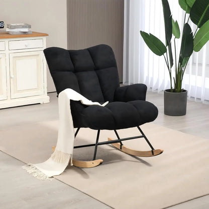 Rocking Chair, Upholstered Baby Fluffy Glider For Adults Small Spaces