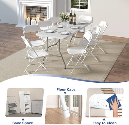20 Pack White Folding Chairs, Plastic, Outdoor, Indoor, 350lb Capacity, Portable, ,Lightweight