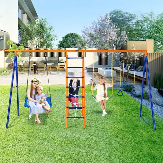 Swing Set, 440lbs Capacity, Heavy Duty Metal