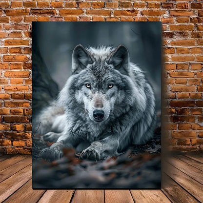 Gray Wolf Canvas Print, Wood Framed Wall Art