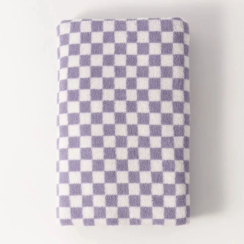 Vintage Checkerboard Bath Towel, Absorbent, Comfortable